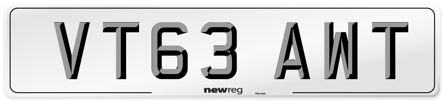 VT63 AWT Number Plate from New Reg